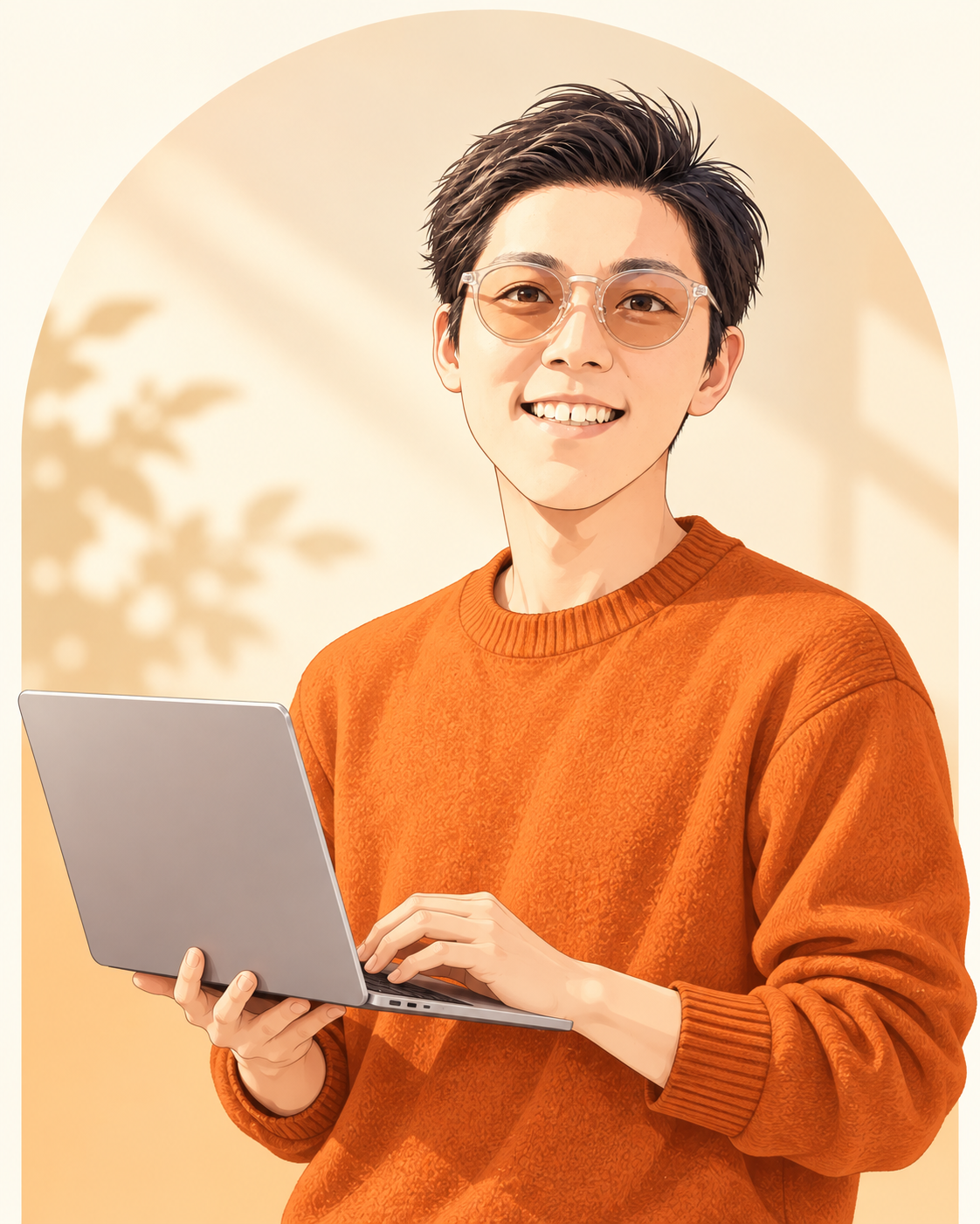 ノートパソコンを持つWebデザイナー上田瑛祐