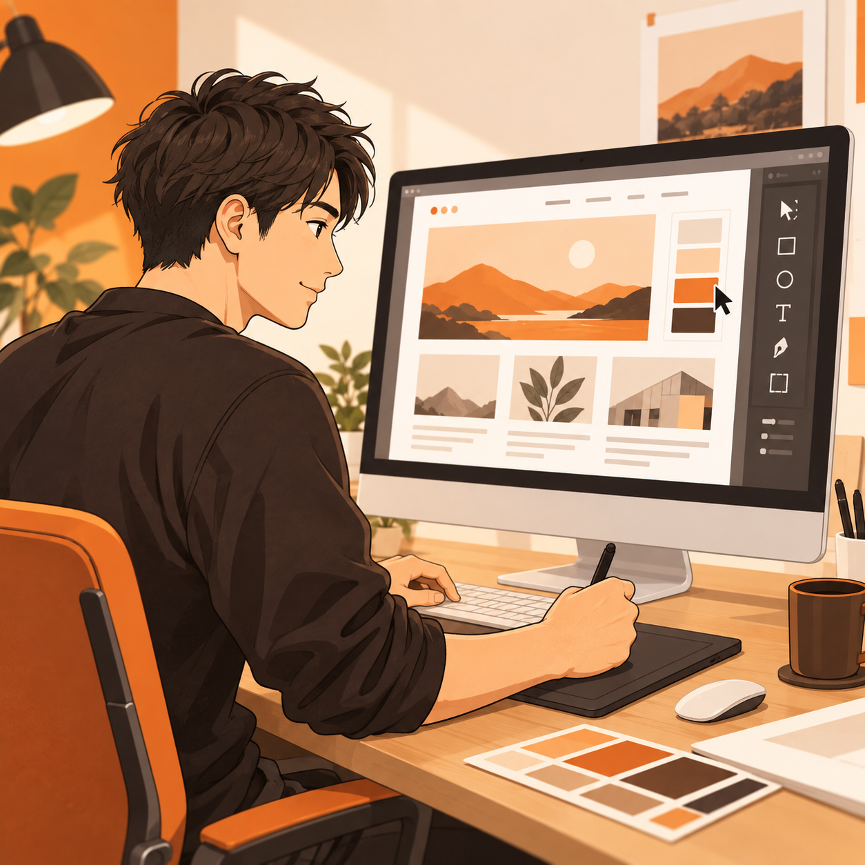 完成したWebサイトを確認して納品するWebデザイナー